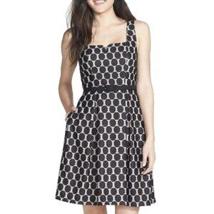 TRINA TURK Black and White Polka Dot Kristen Fit and Flare Dress Sz 4
